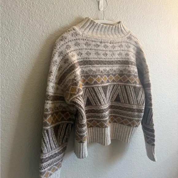 Bohemian Sweater - Women's Oversized Patterned Geometric Neutrals Earthy - Picture 7 of 8
